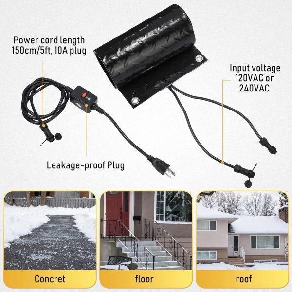 Timgle Heated Snow Mat Rubber Non Slip Deicing Pathway-2
