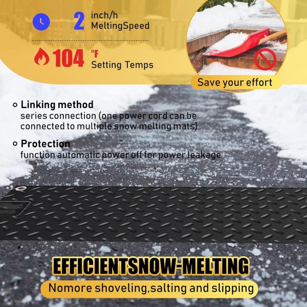 Timgle Heated Snow Mat Rubber Non Slip Deicing Pathway-5