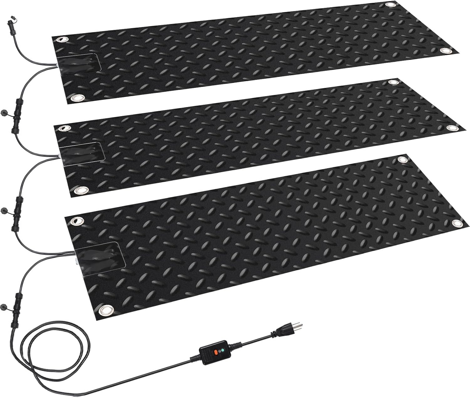 Timgle heated snow mat placed on a snowy walkway