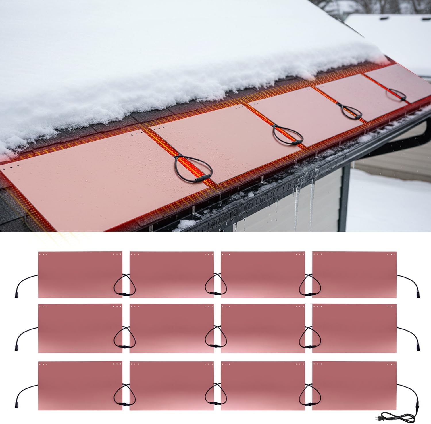 H&G Lifestyles Gutter Heater installed on a roof with snow melting