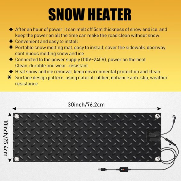 Timgle Heated Snow Mat Rubber Non Slip Deicing Pathway-4
