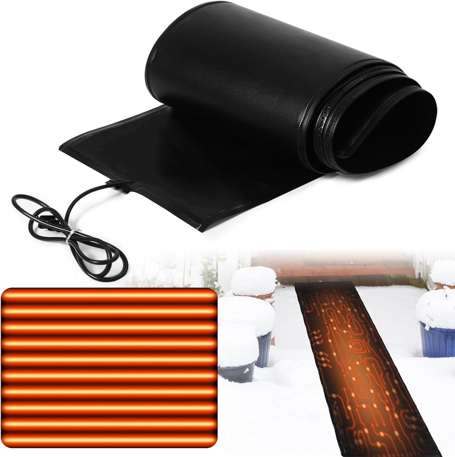 Installing Baquler snow melting mat on a residential driveway