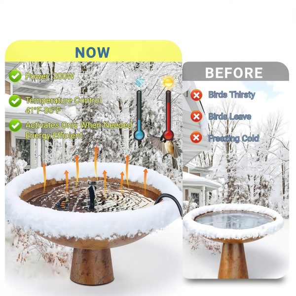 SAC SMARTEN ARTS Bird Bath Heater Deicer Fountain Pump-7