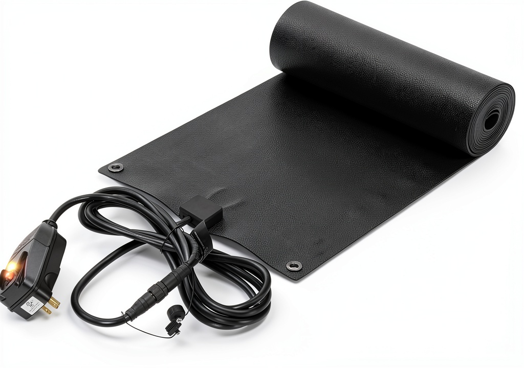 'Innisle heated snow melting mat installed on a roof edge'