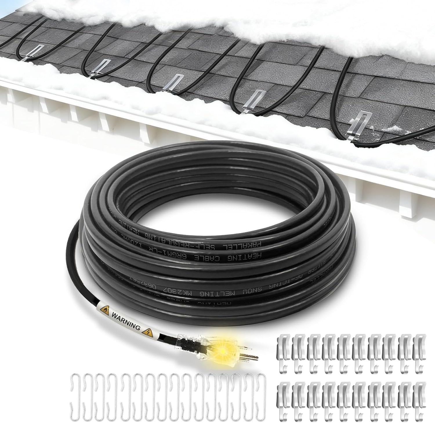 Installing SnulyHeet gutter heat cable on a residential roof