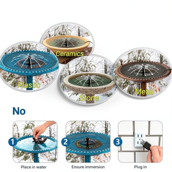 SAC SMARTEN ARTS Bird Bath Heater Deicer Fountain Pump-3