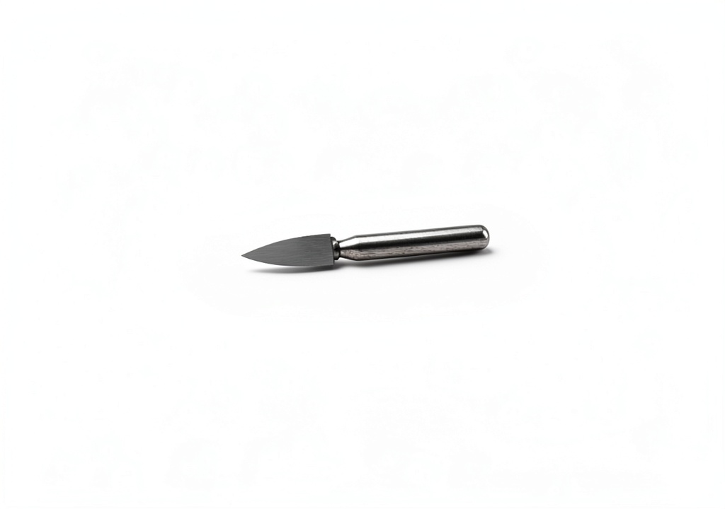 Shofu Dura-White FG Flame FL2 stone in a dental handpiece