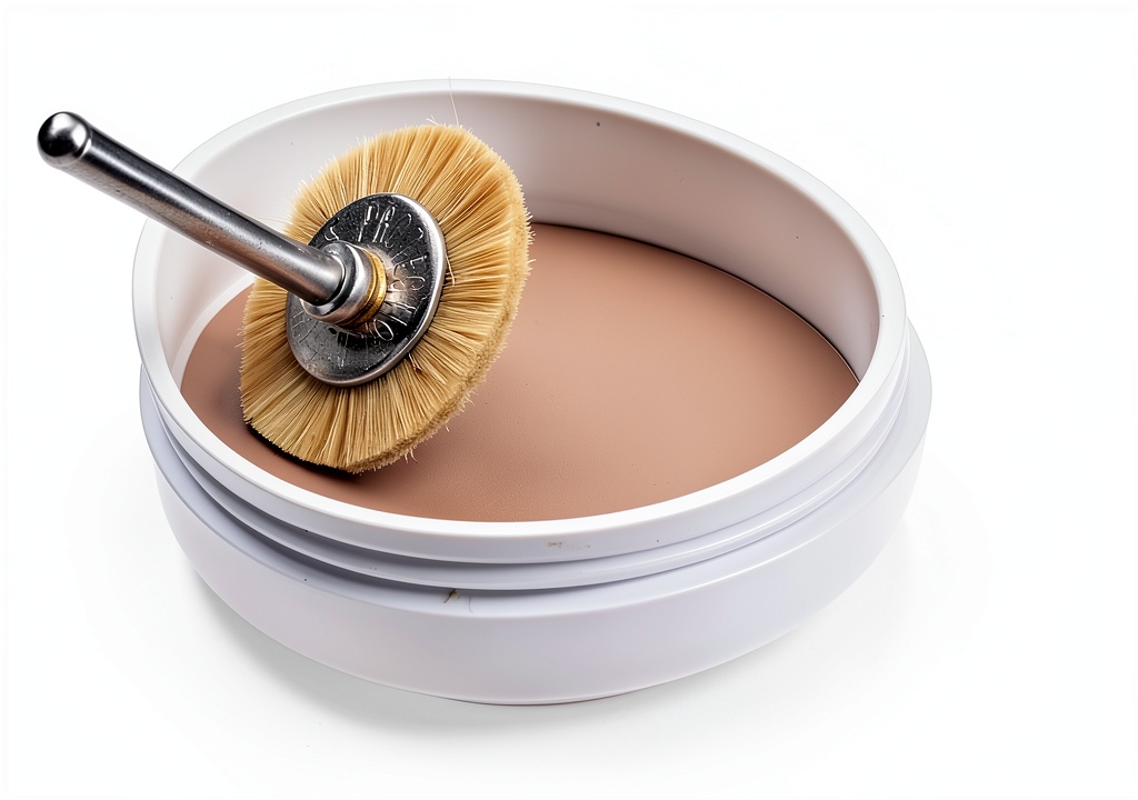 Dental professional applying polishing paste with soft bristle brush