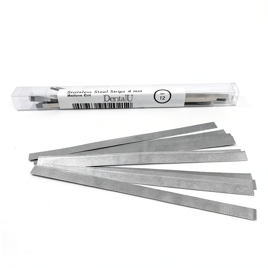 Installing Fen Dental Sanding Strips 4mm Width 12-Strip Resealable Pack on a dental workbench