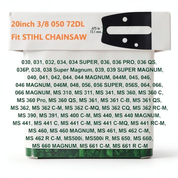 20 Inch Chainsaw Bar and Chain Combo Loggers Art Gens 3 Chains + 1 Bar-6